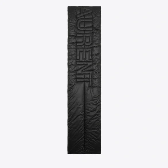 NEW SIGNATURE SAINT LAURENT PUFFER SCARF IN NYLON BLACK - Picture 3 of 12